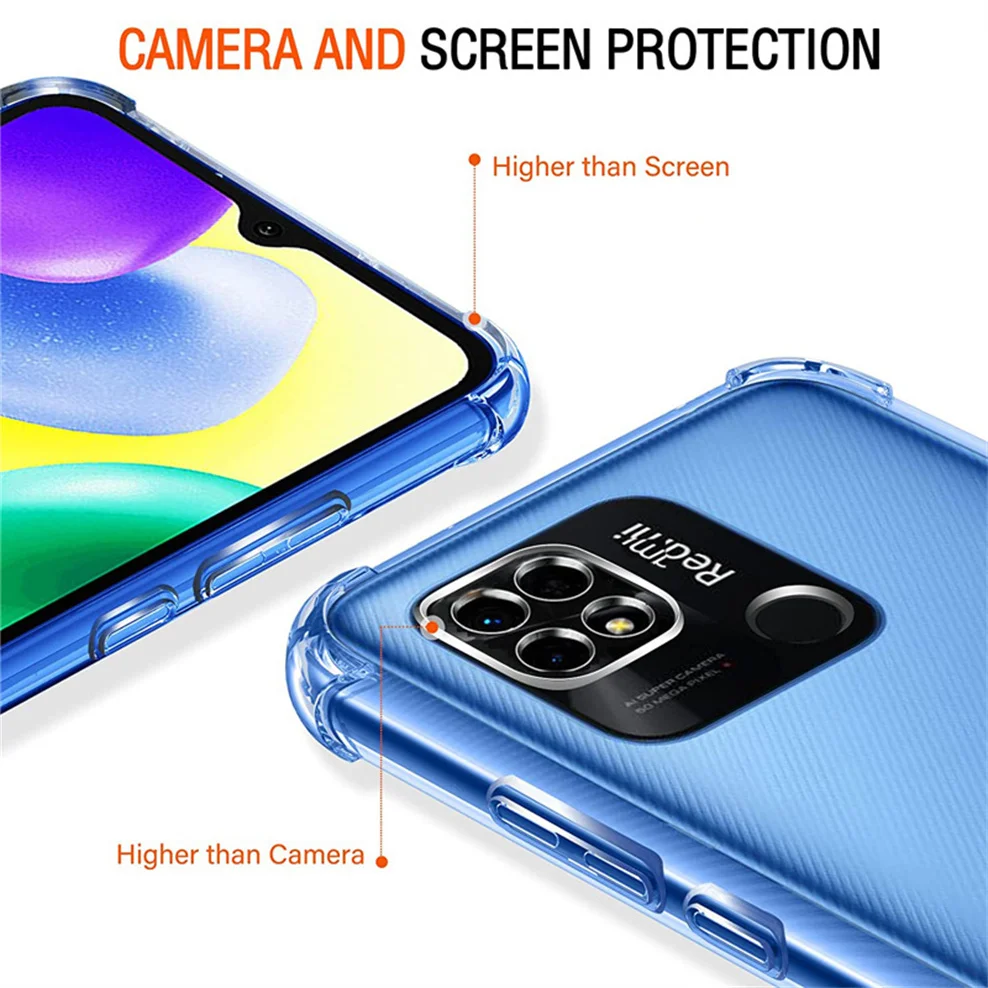 redmi 10a, tempered glass + case for redmi 10a 10c soft clear shockproof silicone phone cases redmi10a xiaomi redmi 10 a cover