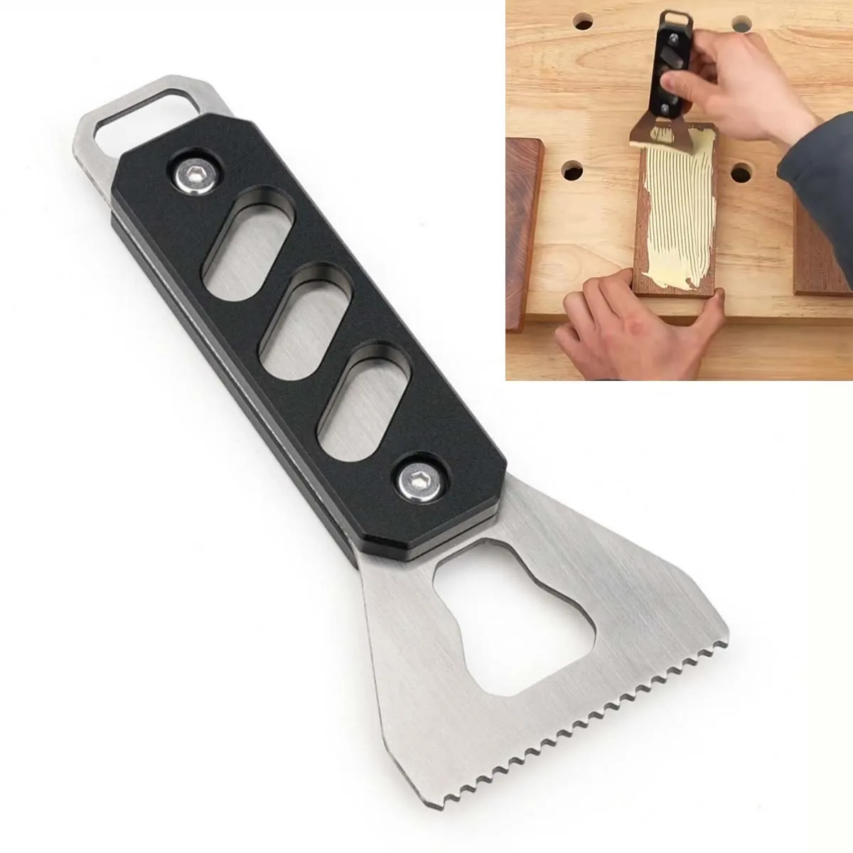 Metal Notched Glue Applicator for Precise Placement on Tenons Dovetails Mortises and Other Fine Wood Joinery Features