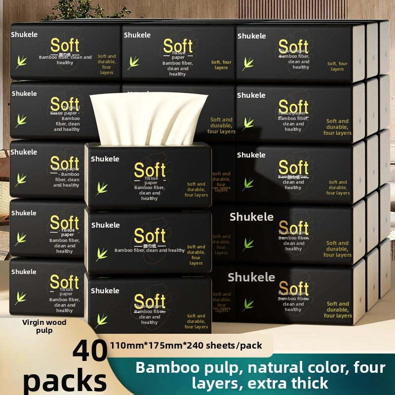 40 Packs Of Natural Bamboo Pulp Soft Facial Tissue Paper 240 Sheets 4 Layers 60 Puffs Per Pack Household Napkins Toilet Paper
