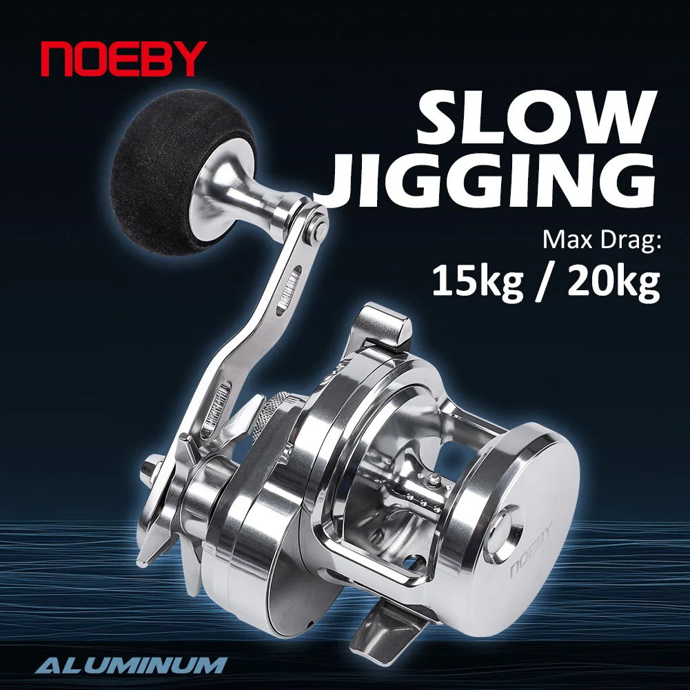 

NOEBY Slow Jigging Fishing Reel JG1500 JG2500 Aluminum Alloy Trolling Star Drag Tackle Max Drag 10-15kg Boat Sea Fishing Reels