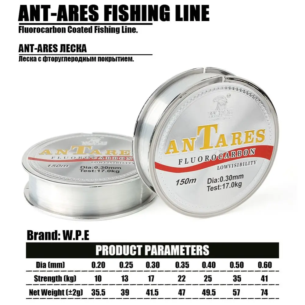 150m Clear Fishing Line 0.2-0.6mm 10kg-41kg Fluorocarbon Coated Invisible Fish Line Super Strong Nylon Carp Fishing Wire Pesca