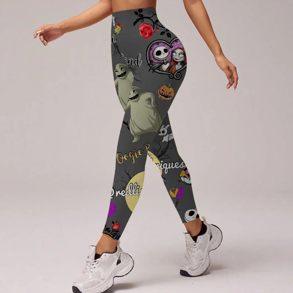 Pantalones de yoga de cintura alta de veranoLas pesadilla antes de Navidad Leggings de entrenamiento para correr Ciclismo Gimnasio Fitness