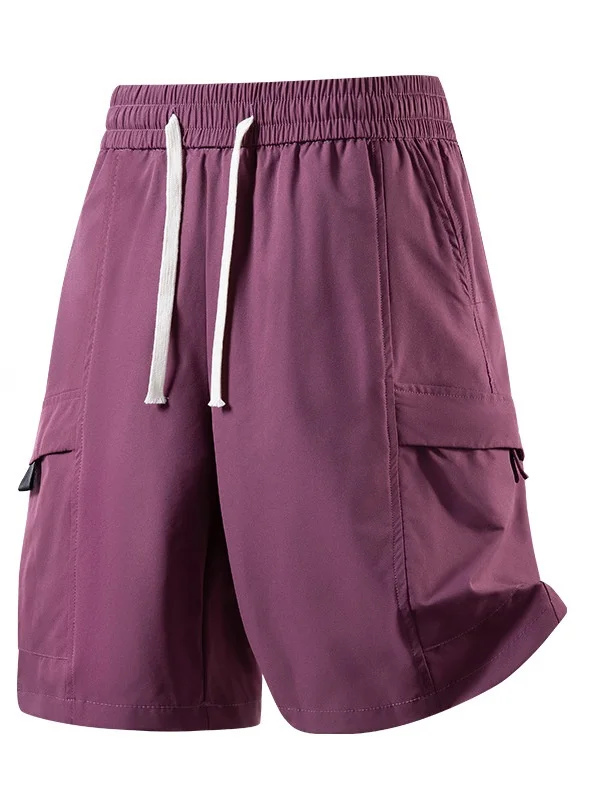 

Men's Quick Dry Thin Five-Quarter Workwear Shorts Summer Outdoor Sports Mid-Length Polyester Fiber Straight Leg Pants