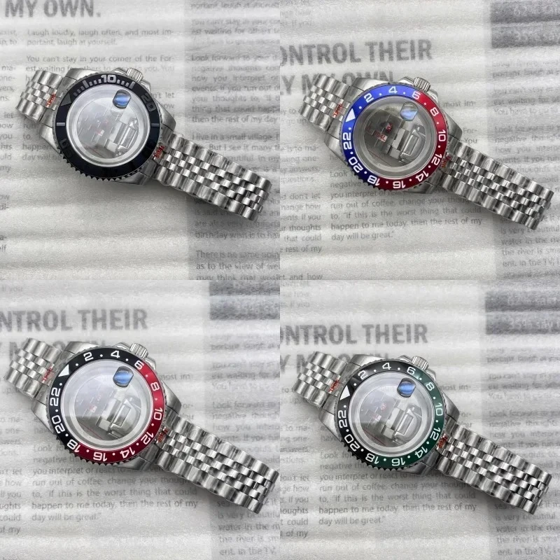 

Silver 40mm Sapphire Glass Watch Case Bracelet Bezel 28.5-29.5mm Dial for Seiko Gmt Submariner NH34 NH35 NH36 NH70 Movement