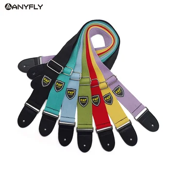 調節可能なギターベルト織コットンアコースティックフォークギターベースストラップベルトレザー即決で