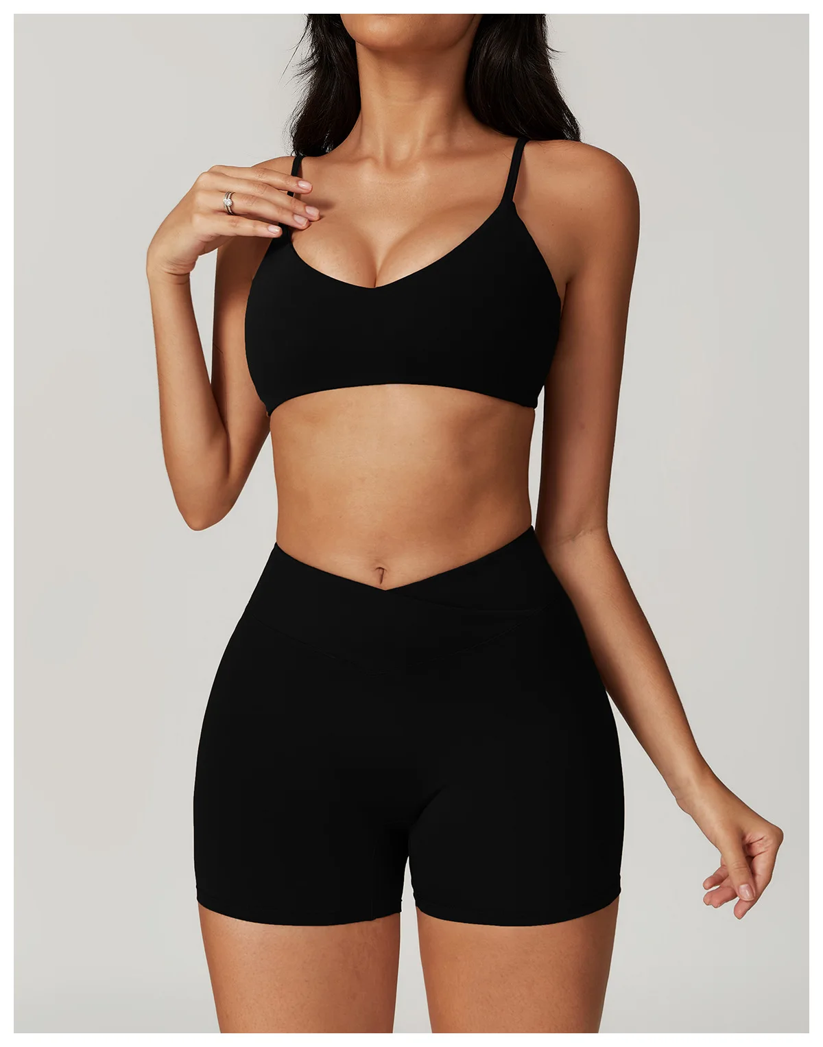 Sommer Neu Damen V-Ausschnitt Sport-BH Push-Up Bandeau-BH Fitness Rückenfreies Crop-Top Damen Workout Yoga Unterwäsche – Detail 13