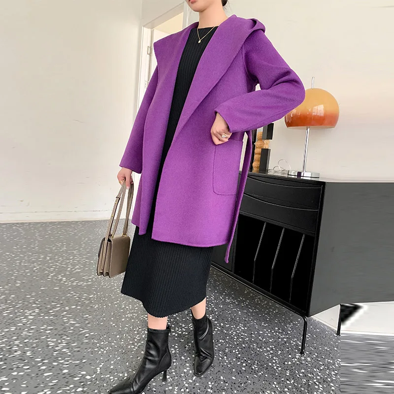 2025 Women's 100% Cashmere Thick Double sided Long Jacket Classic Multi functional Fashion Suitable for Business