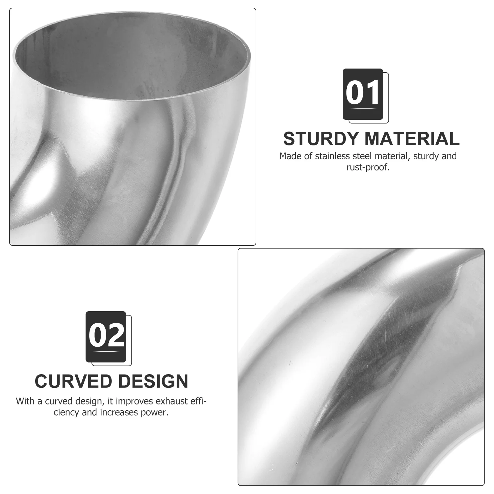 

Exhaust Elbow Stainless Steel Rust Resistant Durable Angled Exhaust Bend Car Exterior Accessory Mirror Polished Tail Tip