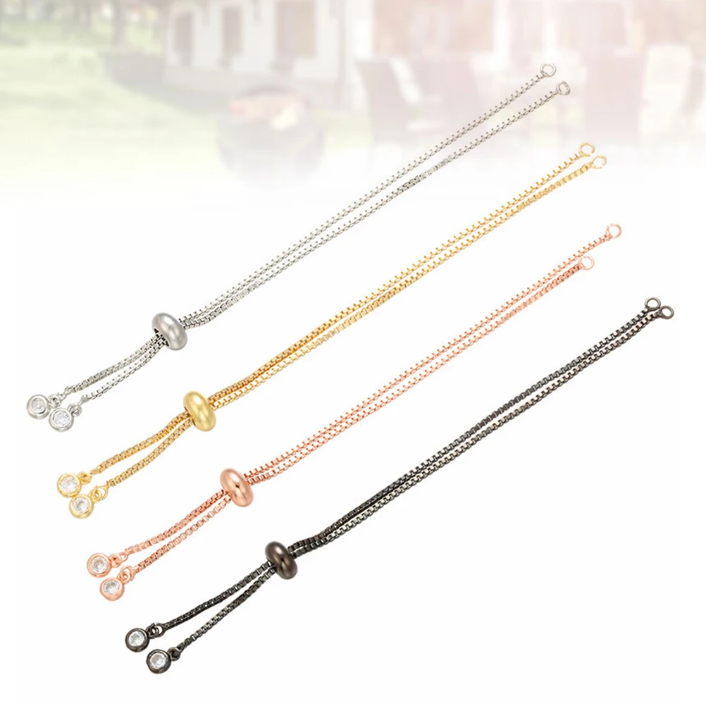 

4Pcs Brass Adjustable Bracelets Semi-Finished DIY Hand Chain for Jewelry Making Suitable All Wrist Sizes Golden Rose Gold White