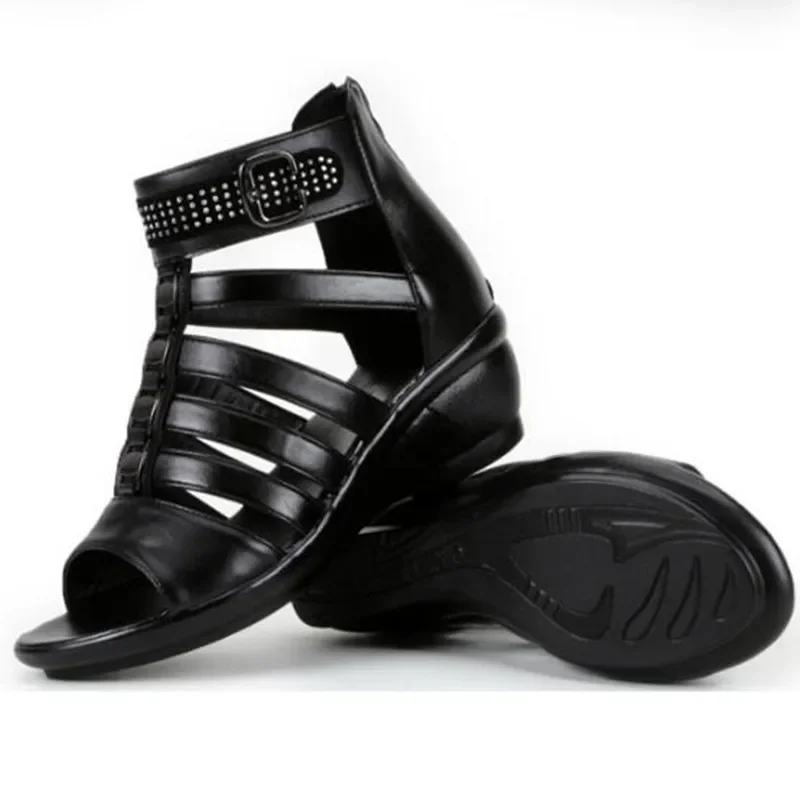 BEYARNE Brand Sandals Casual Shoes Summer Women Sandals Plus Size Open Toe Rhinestone Real Leather Shoes Woman Fashion Sandals