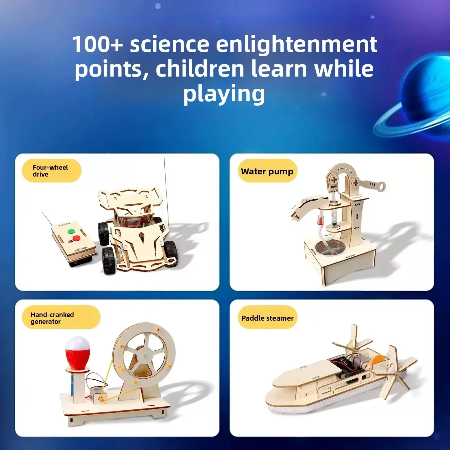 Kids Science Experiment Kit, Kiln-Dried Wooden Components for Physics and Chemistry Projects, Guided Learning for Ages 6-12