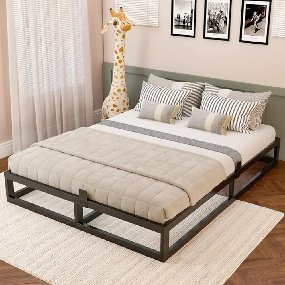 10Inch Full Size Bed Frame with Steel Slat Support, Metal Platform Bed Frame Support Mattress Foundation,/Easy Assembly