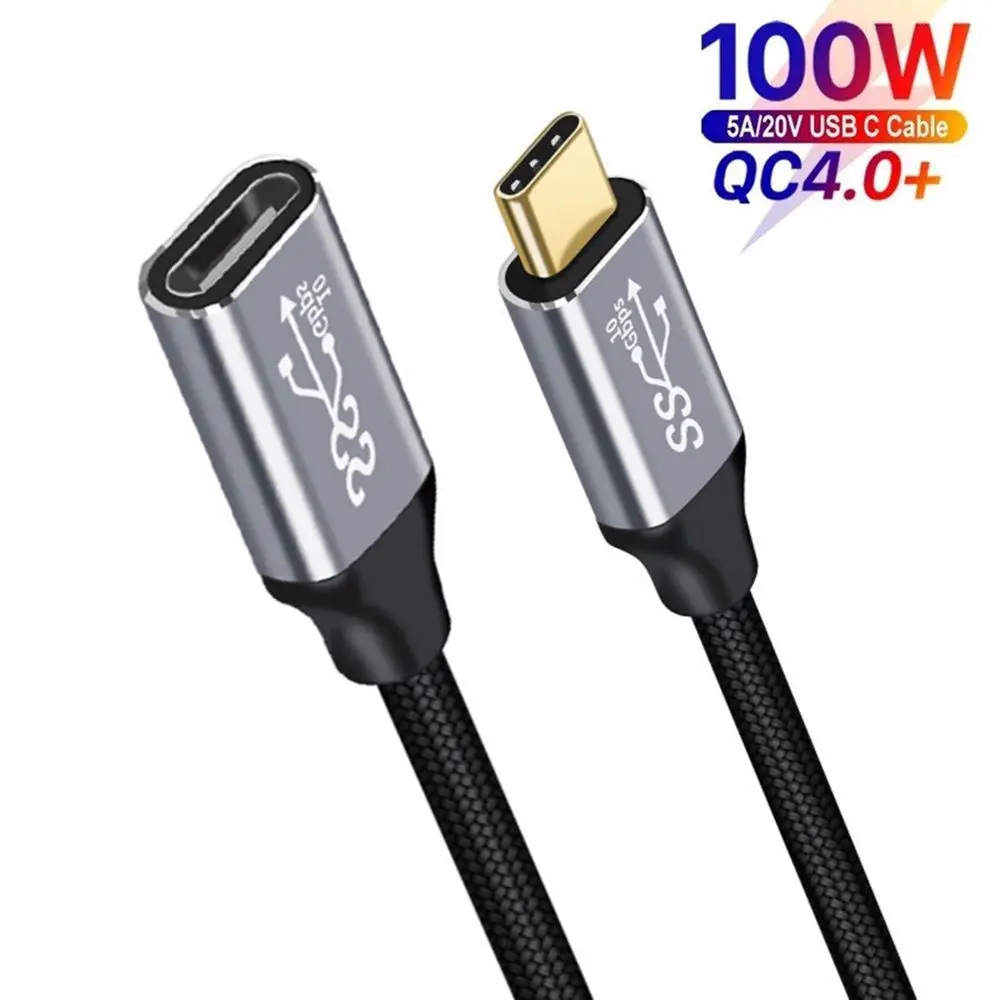 4K 60HZ Data Line Male to Female PD 100W USB 3.1 Gen 2 Type C Cable Extension Cable Fast Charging
