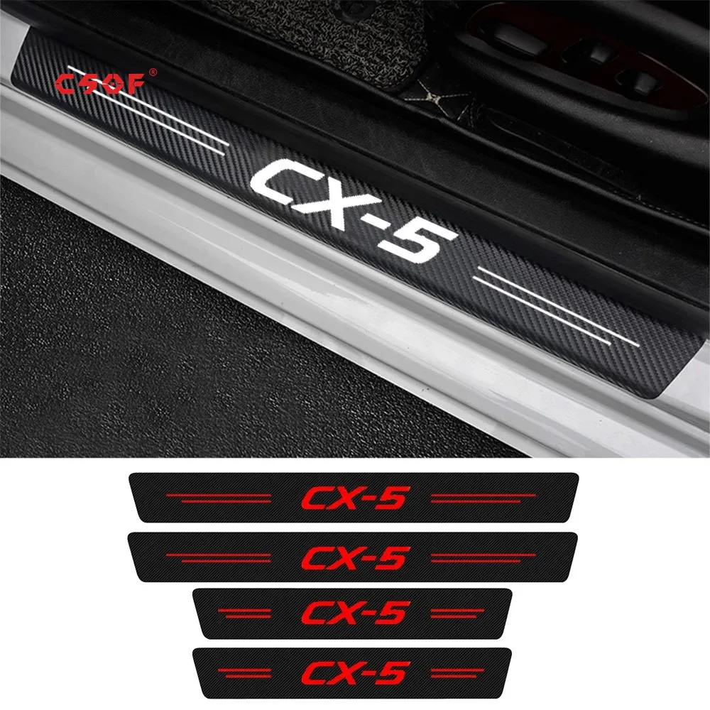 

4PC Car Scuff Plate Door Threshold Sill Stickers For Mazda CX-5 CX5 KE KF 2021 2020 2019 2018 2017 2016 - 2012 Auto Logo Covers