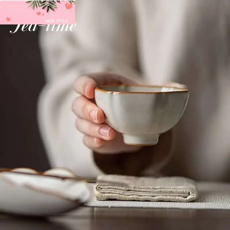 

Ru Kiln Teacup Chinese Mate Porcelain Cups Gift Jingdezhen Tea Ceremony Cup Pair Japanese Home Chhai Cute Infusers Unique Tool
