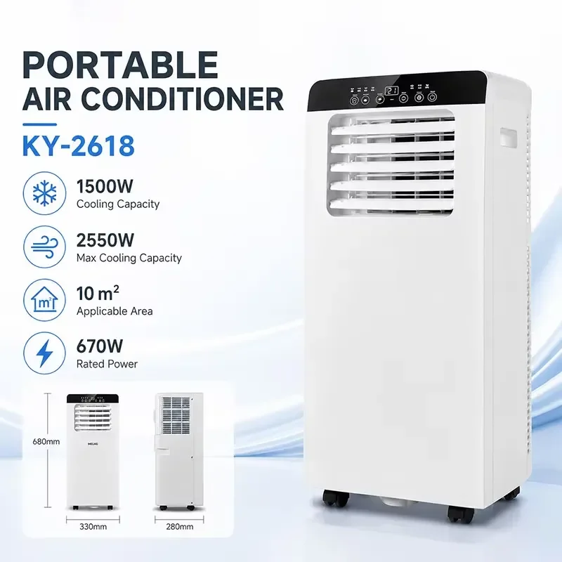 Portable electric air conditioner plastic mobile refrigeration unit for home, car, RV, outdoor use with US and Australian