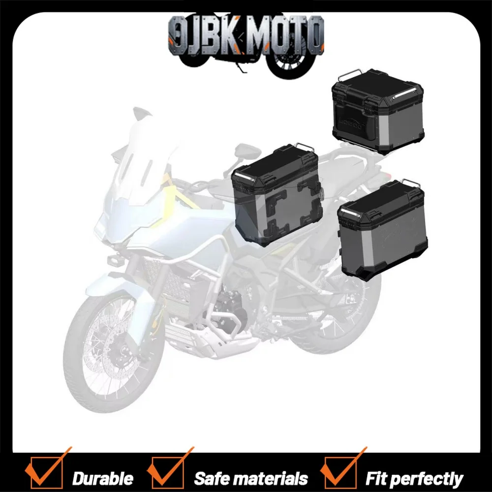 Three-box aluminum alloy tail box, side box, and quick-release toolbox for ZONTES 703F rally motorcycle modification.