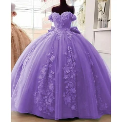 ANGELSBRIDEP Light Purple Sweetheart Off Shoulder 3D Flowers Ball Gown Quinceanera Dresses Girls Birthday Vestido De 15 Anos