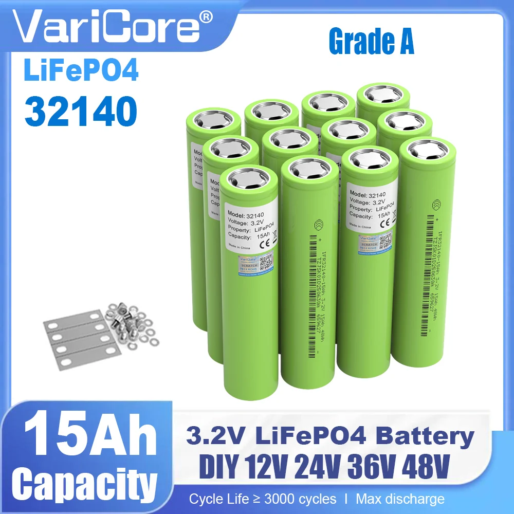 

3.2V 32140 15Ah LiFePO4 Battery Lithium Iron Phosphate for diy 4s 8s 12v 24V 30AH Golf Cart Off-Roa Boat Golf Cart Power Tools