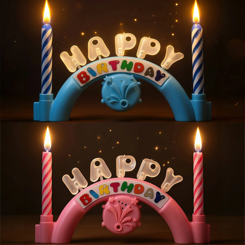 

2pcs Arch Bridge Birthday Candles Wish Candles with Music and Lighting Cake Top Decorations Suitable for Birthdays and Parties