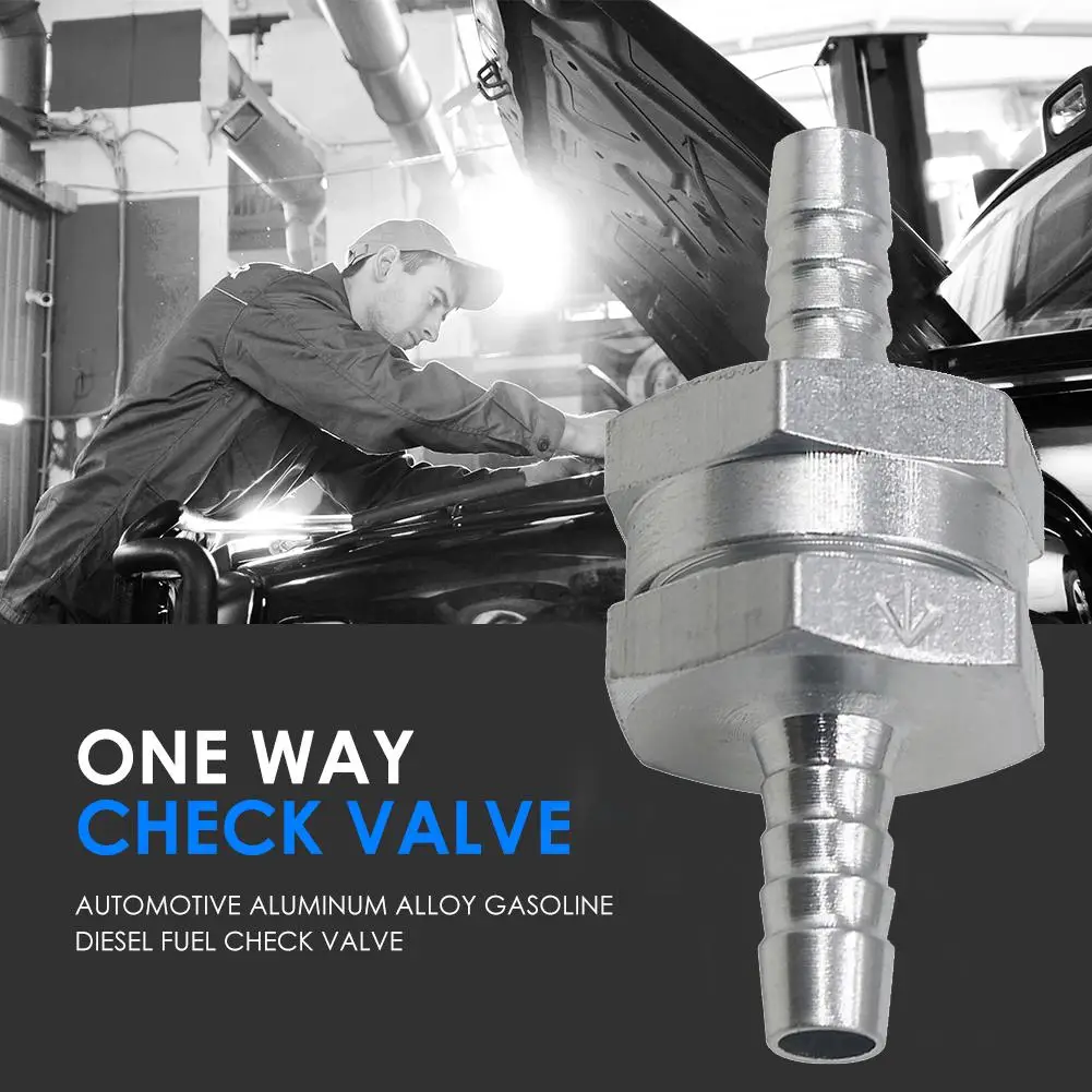 Aluminium Alloy Fuel Non Return Check Valve One Way Petrol for Car Auto Helicopters Ships Accessories