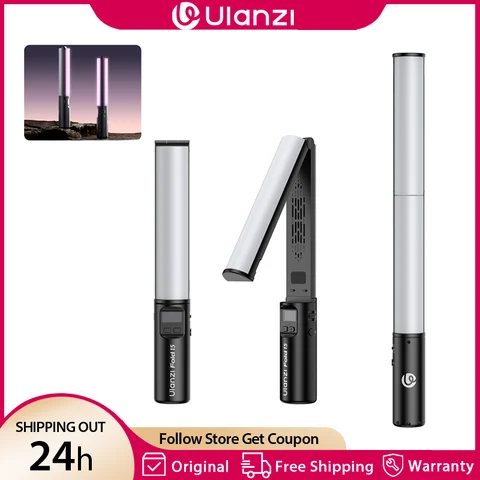 Ulanzi FOLD15 Foldable Handheld Stick Light 2500-9000K Dimming RGB Video Light with 1/4" Screw 2500mAh for Photography Live Vlog