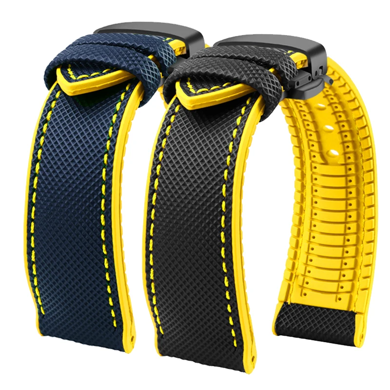 Correa de reloj de goma fluorada azul de 22mm para Swatch X Blancpain Five Oceans for Fifty Fathoms, correa de reloj deportivo para hombres y mujeres + herramientas