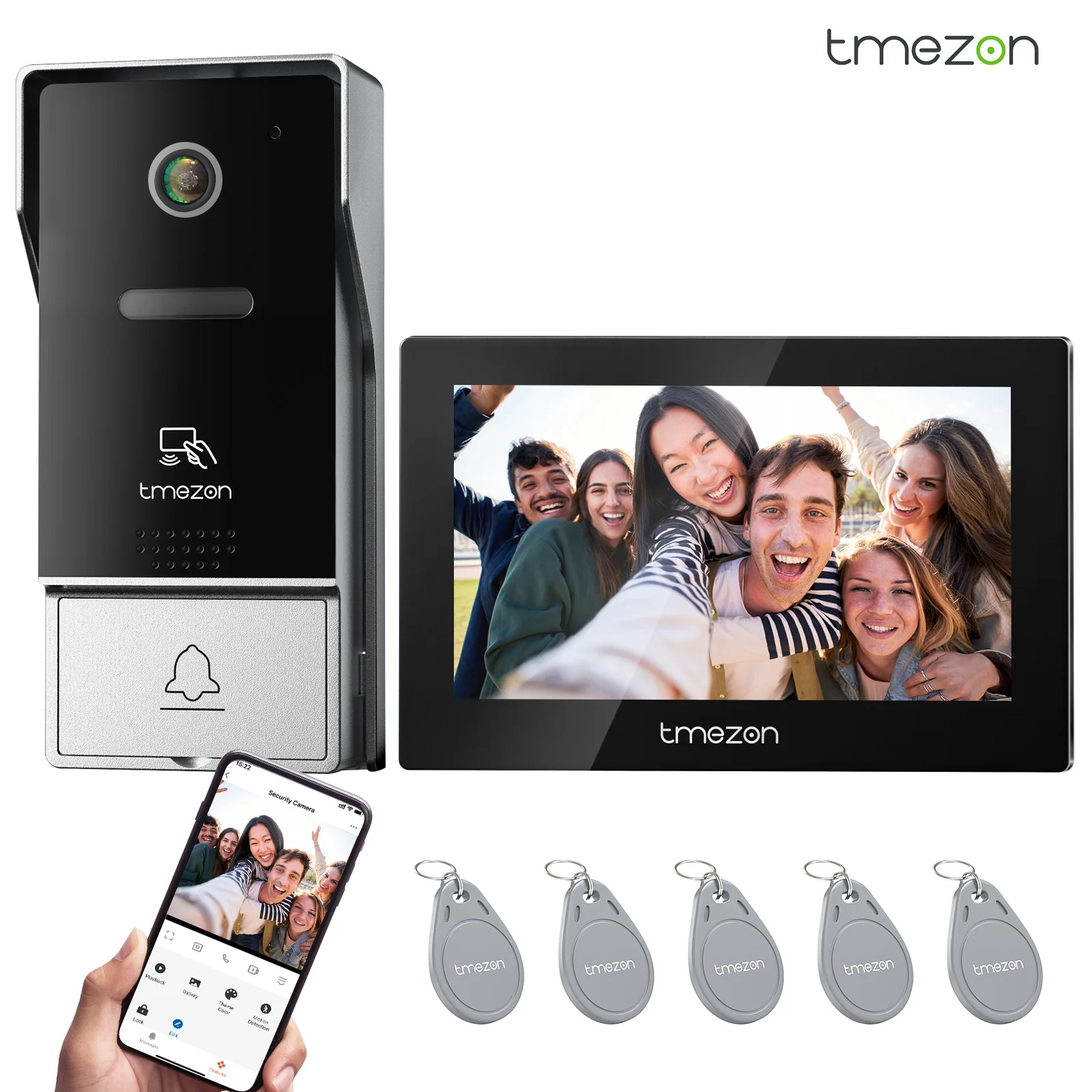 Sistema Citofono Video WiFi TMEZON a 4 Fili con Telecamera, Videocitofono IP Cablato con Schermo Touch da 7 Pollici 1080P, Tuya, Sblocco Remoto