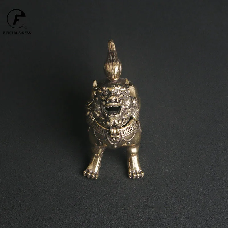 Vintage Copper Design Tibetan Style Mini Bronze Kirin Incense Burner Censer Craft Home Decors Living Yoga Kung Fu Room Ornaments