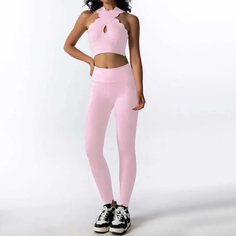 SharpStar Women Gym Yoga Set High Support Sport Bra High Waist Pocket Leggings Workout Pant Tracksuit Fitness Activewear