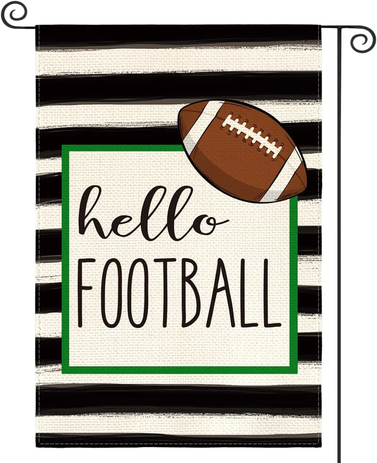 AVOIN colorlife Stripes Hello Football Garden Flag 12x18 Inch Double Sided | Double Sided, Weather & Fade Resistant, Yar PPZ