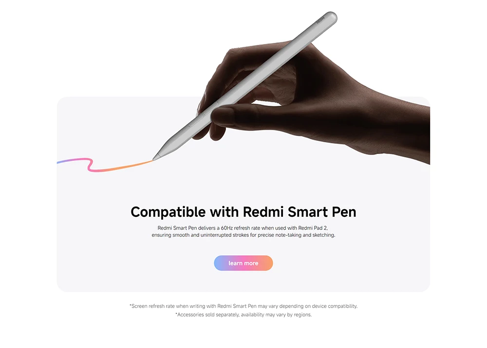 Global Version Xiaomi Redmi Pad 2 WIFI 11' 9000mAh Battery 90Hz Advanced Helio G100-Ultra 2TB Expandable Storage Xiaomi HyperOS