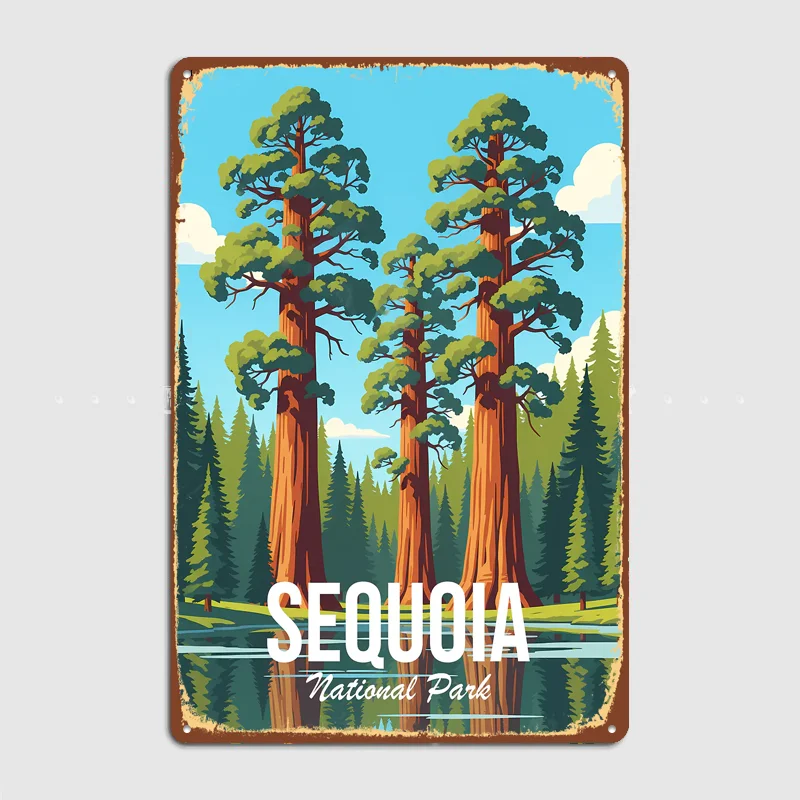 Sequoia National Park Travel Poster Metal Posters Living Sign Indoor Outdoor Room Decoration Home Bar Decor Wall Decor