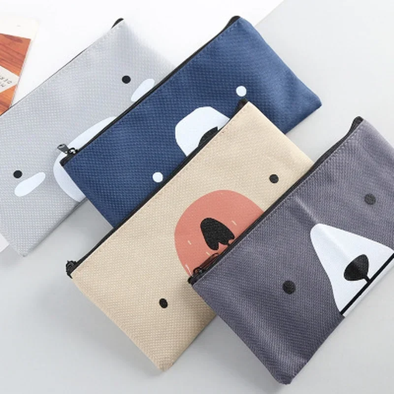 Canvas Pencil Case School Office Supplies Stationery Creative Cartoon Pen Bags Desktop Organization Japanese Pencils Pouch