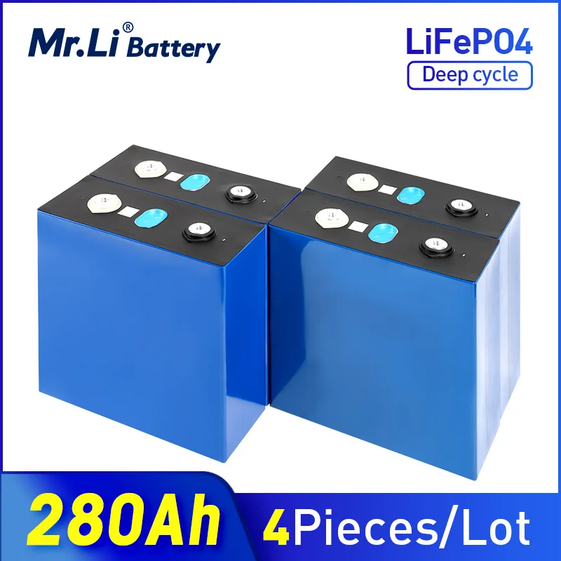 

Mr.Li 4PCS 3.2V 280Ah Lifepo4 Battery Cell Rechargeable 24V Solar Energy Storage Solar Power System UPS Supply EU US TAX FREE