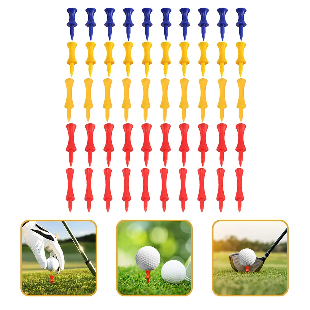 

50 шт. долговечных пластиковых ти для гольфа: прочная конструкция, низкое сопротивление, подставка для мяча, инструмент для тренировок по гольфу