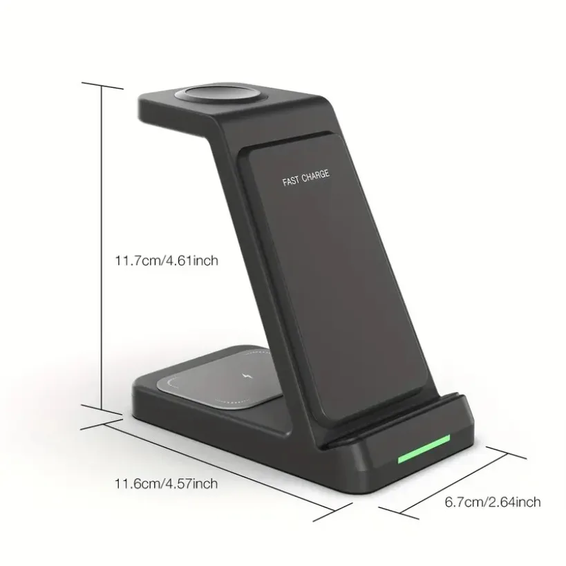 3 in 1 Wireless Charger Desktop Phone Chargers for iPhone 17~12 Apple Watch 11/10/9/8/7/6 Airpods4 Pro 3/2 Fast Charging Station