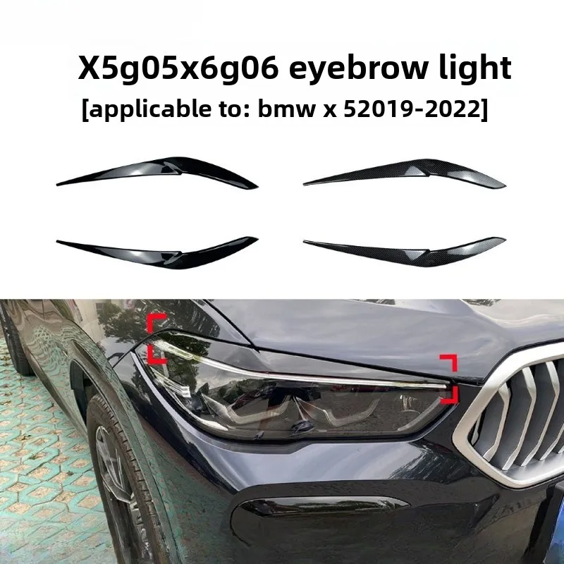 

Car Headlight Lamp Eyebrows Cover Trim Stickers for Bmw X5 X6 G05 G06 2019-2022 Gloss Black Car Eyelids Lids ABS Carbon