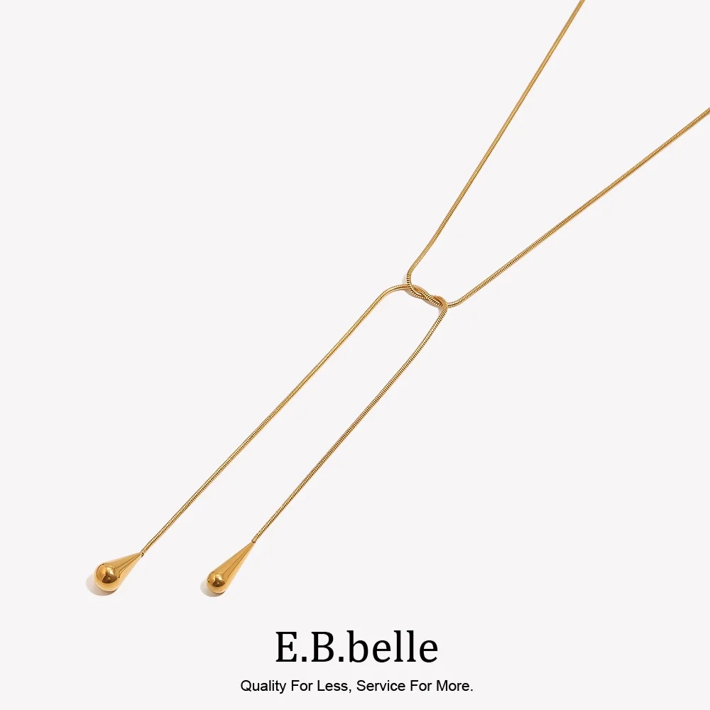 Two Water Drop Snake Chains Necklace Tarnish Free Silver Color Stainless Steel Accessories 18K Gold Plated Women's Neck Chain view 2