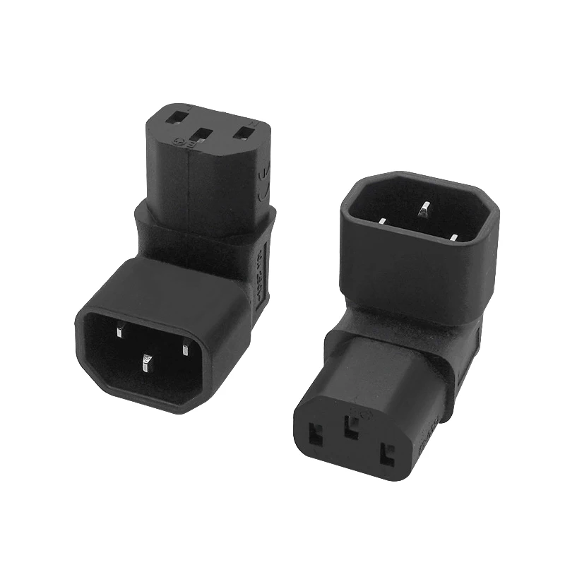 1pc 10A 3 Pin IEC Connector Down UP 90 Angled IEC 320 C14 Male To C13 Female Power Adapter AC Plug For LCD LED Wall Mount TV