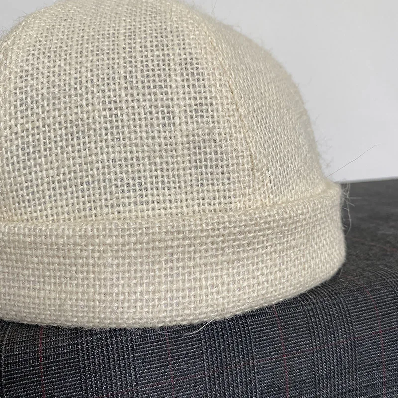 Unisex Street Hip-Hop Breathable Skullcap - Velcro Adjustable Cotton Linen Landlord Hat One-Size-Fits-All Brimless Cap view 2