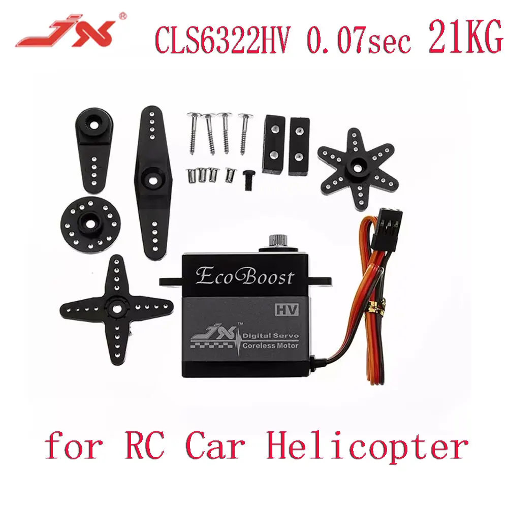 JX CLS6322HV 21KG High Speed Coreless Digital Servo Ecoboost 180 Degree CNC Alum Shell Metal Gear for RC Car RC Helicopter Parts