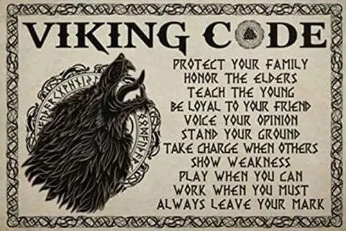 Viking Metal Tin Sign,Viking Code,Retro Iron Painting for Home Hotel Bar Cafe Outdoor Wall Decoration 