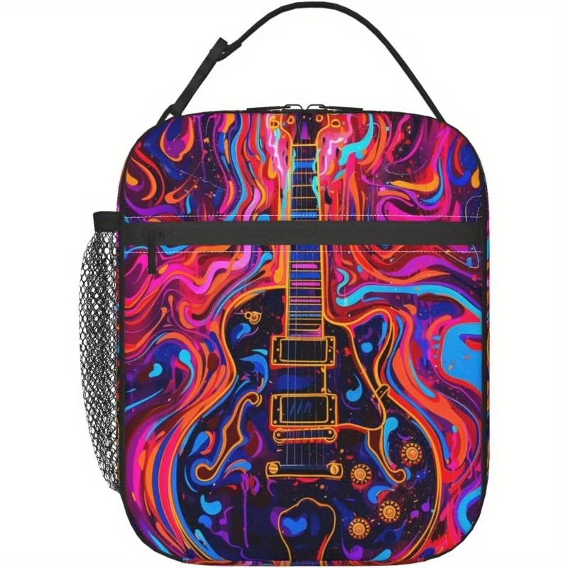 

Lunch Box Lunch Bag Cooler Tote Electric Guitar Design Thermal Lunch Container with Waterproof Interior, Leakproof Zipper