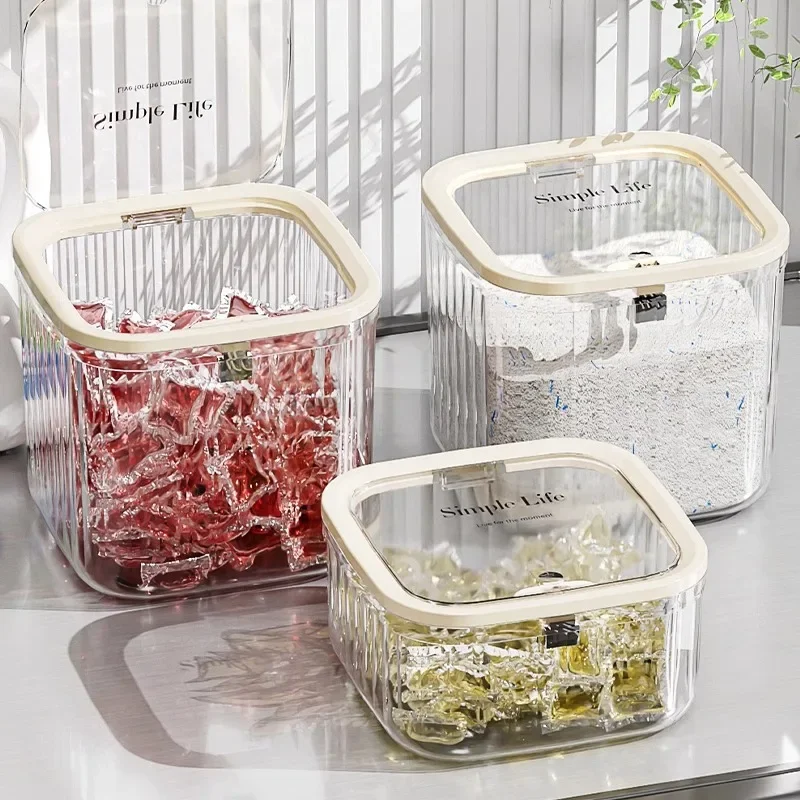 Large Capacity Sealed Container, Laundry Gel Storage Box, Dedicated Storage Box for Laundry Powder, Fragrance Bead Bucket