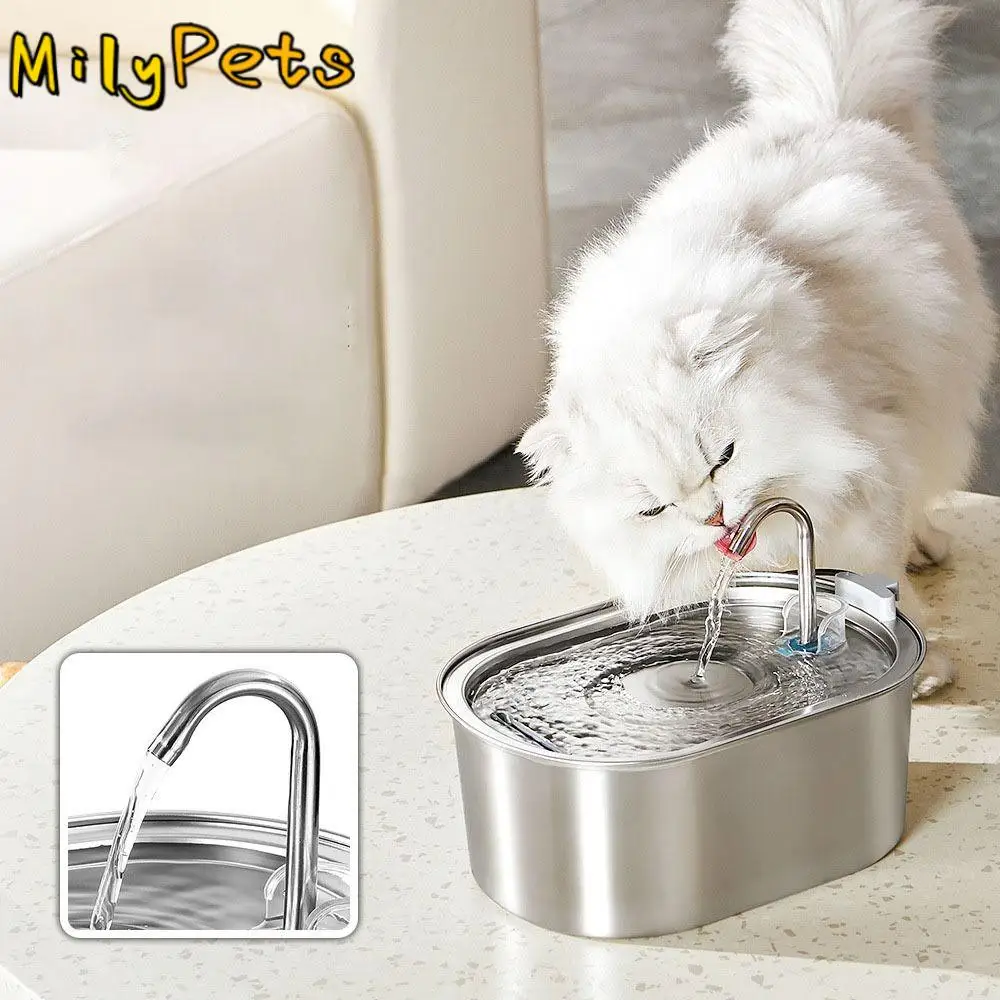 

3.2L Smart Cat Water Fountain Stainless Steel Low Noise Pet Water Dispenser Automatic Oval Pet Water Drinker Holiday