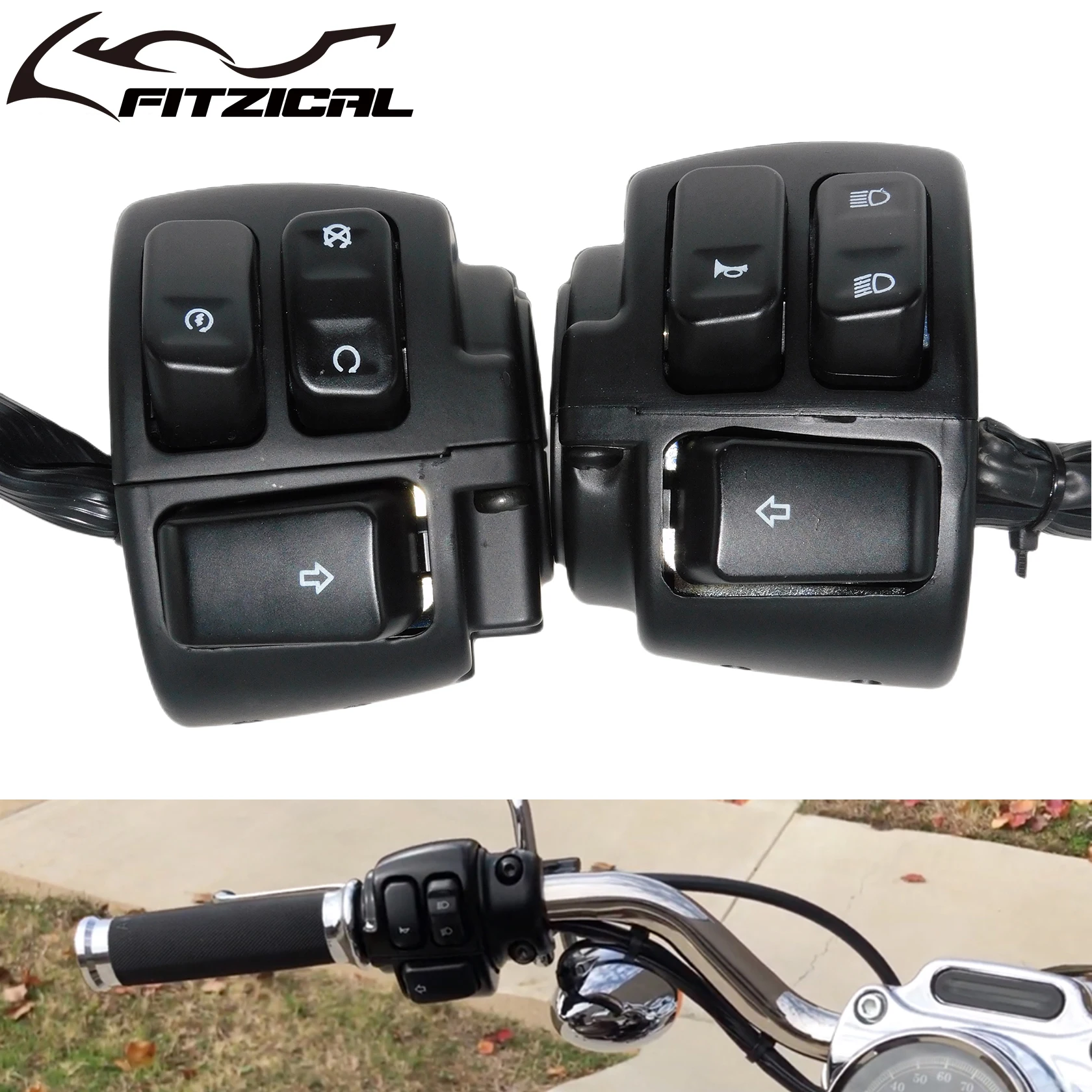 

Motorcycle Black 1" Handlebar Turn Signal Control Switch For Harley Sportster XL883 1200 Dyna Fat Bob Street Bob V-ROD Softail