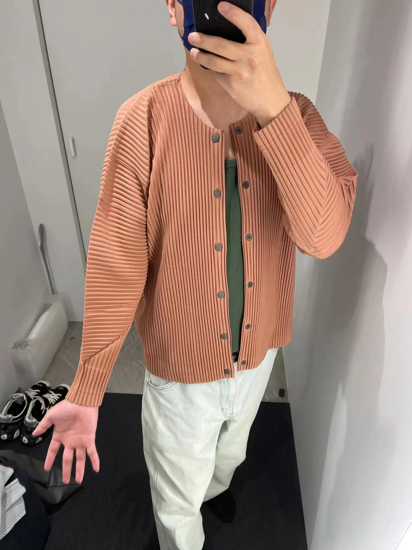 Miyake Summer 2025 New Cardigan Shirt Pleated Jacket Fashion Pleated Trend Business Commuter Versatile Casual Pleats Top