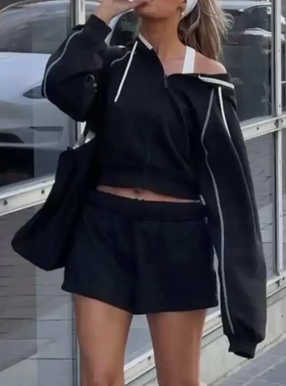 

Women's Jacket 2025 Autumn Winter Sports Fitness Style Hoodie Zipper Jacket Street Fashion Retro Jacket for Women