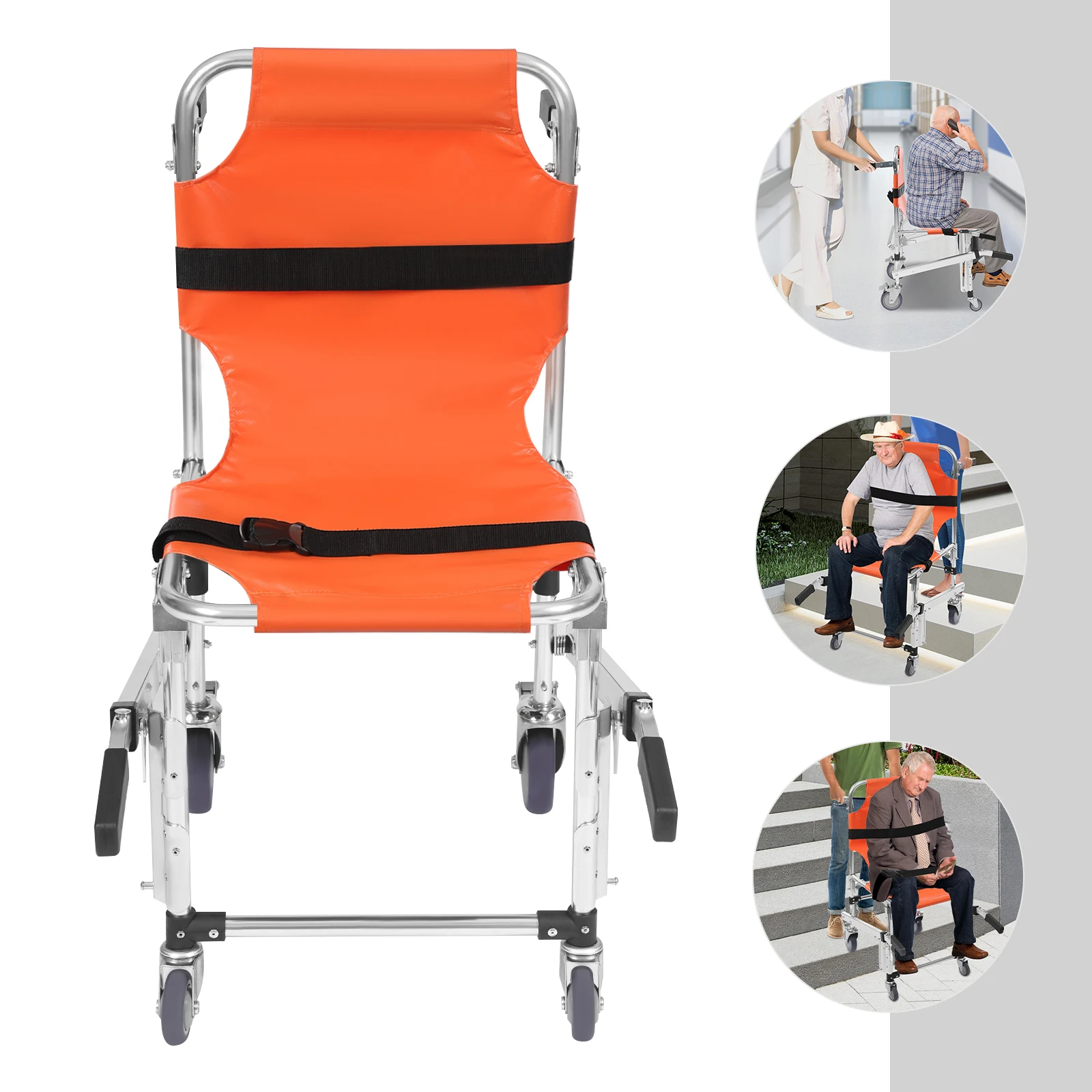 

Foldable Emergency Stair Chair 160kg Carrying Capacity Stair Climbing Wheelchair Ems Evacuation Medical 4-Wheel Transport Chair